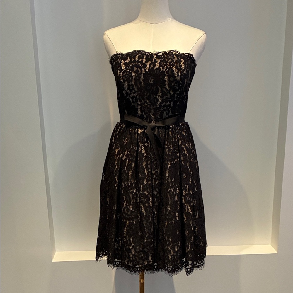 Robert Rodriguez Black Strapless Lace Dress